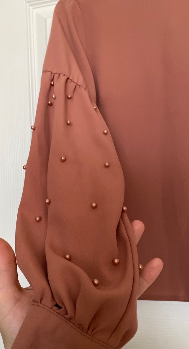 İnci Detaylı Uzun Kollu Kadın Bluz - Görsel 2