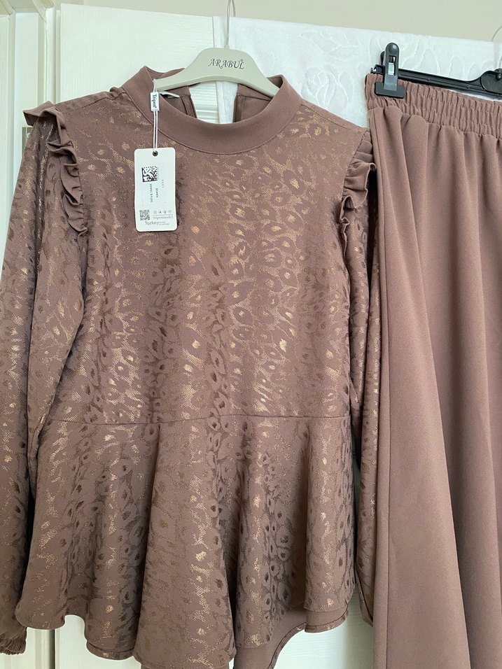 Dantel Detaylı Rahat Kesim Kadın Uzun Etek takım - Görsel 3