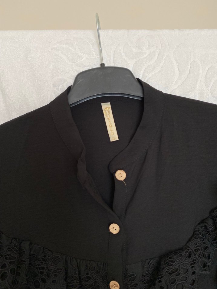 Uzun Kollu Siyah Nakışlı Gotik Elbise - Görsel 4