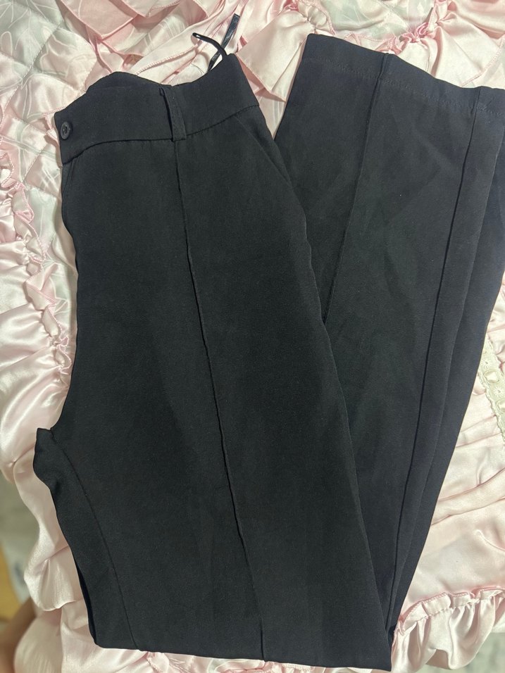 Düğmeli Siyah Kadın Kumaş Pantolon - Görsel 5