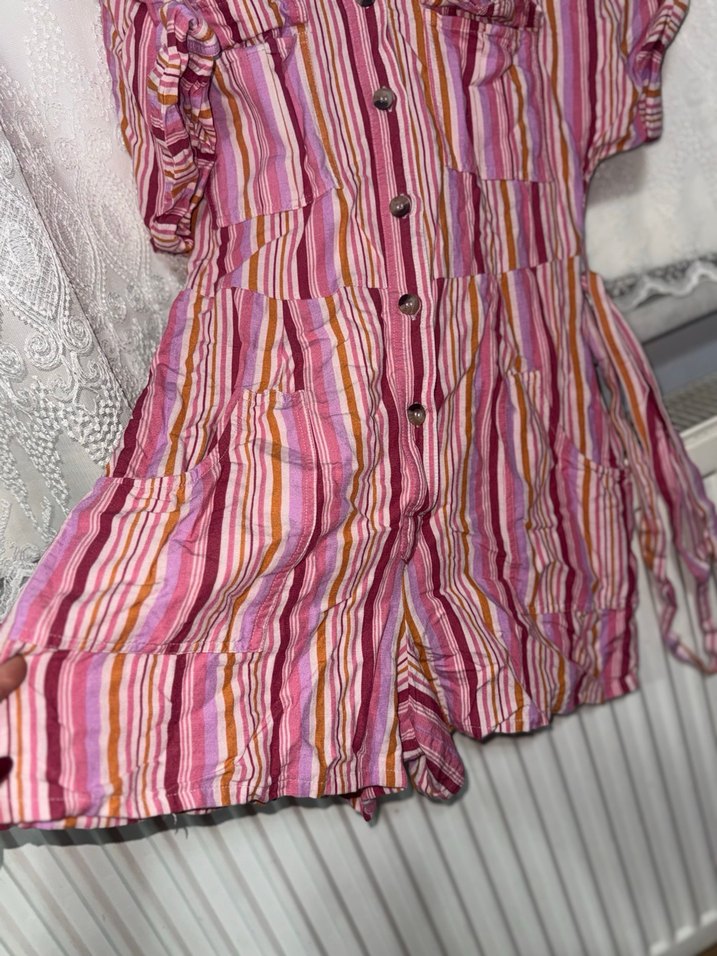 Düğmeli Kısa Kollu Şortlu Tulum - Görsel 2