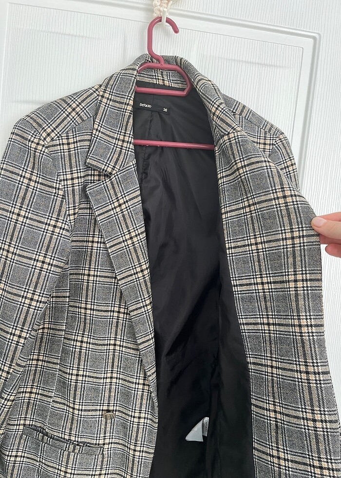 Kareli balazer ceket - Görsel 2