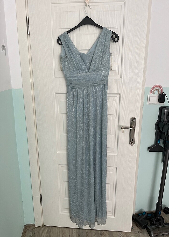 Bebe mavisi uzun abiye - Görsel 2