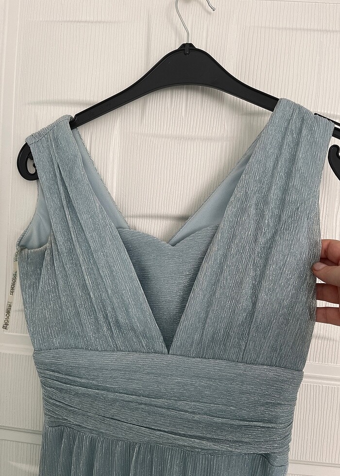 Bebe mavisi uzun abiye - Görsel 3