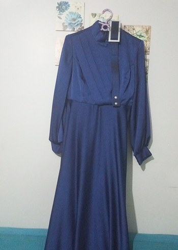 Belted Lacivert Uzun Kadın Elbise Takas düşünürüm.