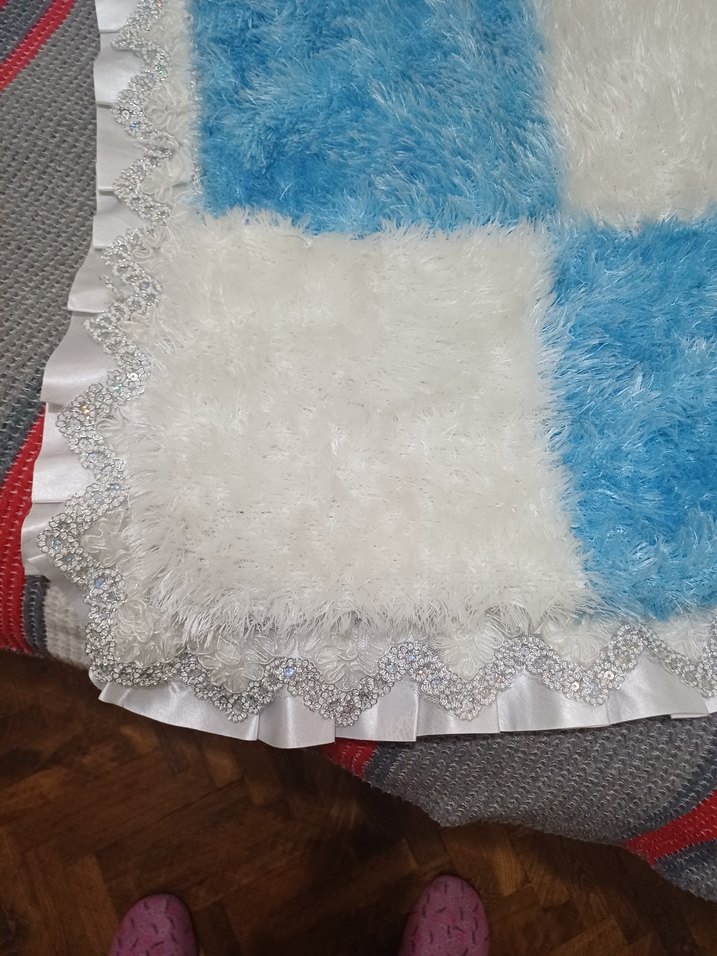 Mavi Beyaz Kareli Çocuk Battaniyesi - Görsel 2