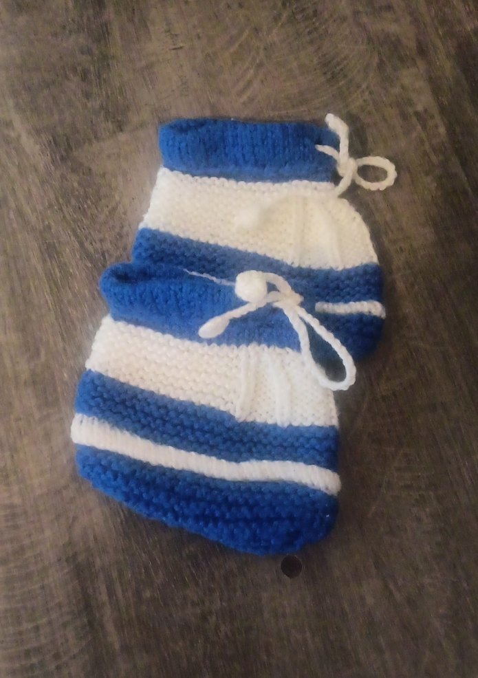 Diger Erkek Bebek Örgü Mavi Patik - Görsel 2