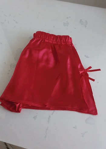 l Beden kırmızı Renk Kırmızı Mini Saten İp Askılı Kadın Gecelik