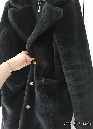 Peluş siyah mont 