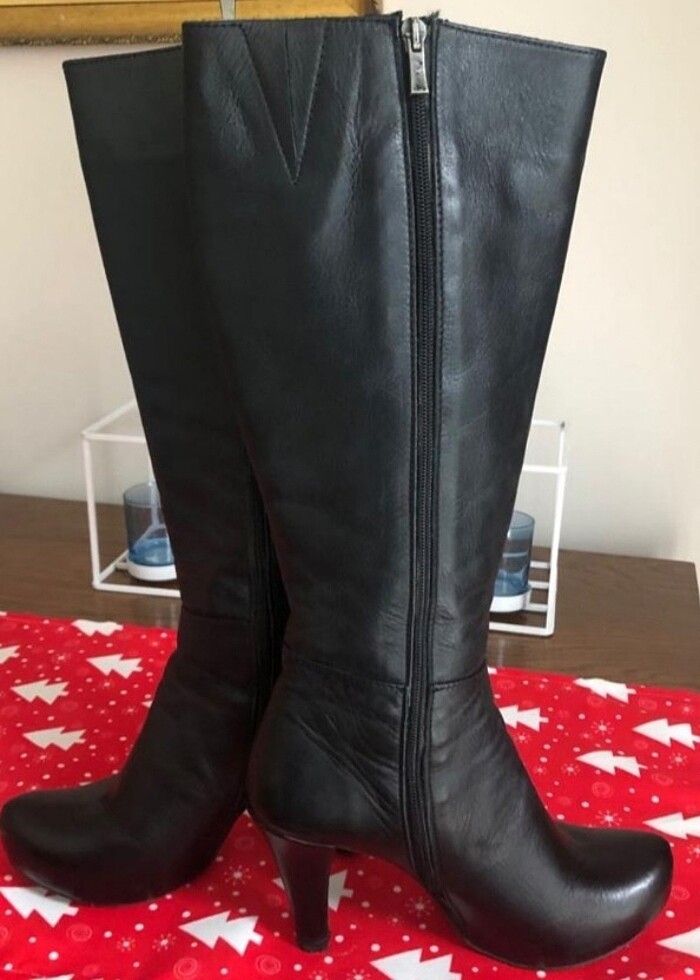 Gerçek deri siyah çizme - Görsel 2