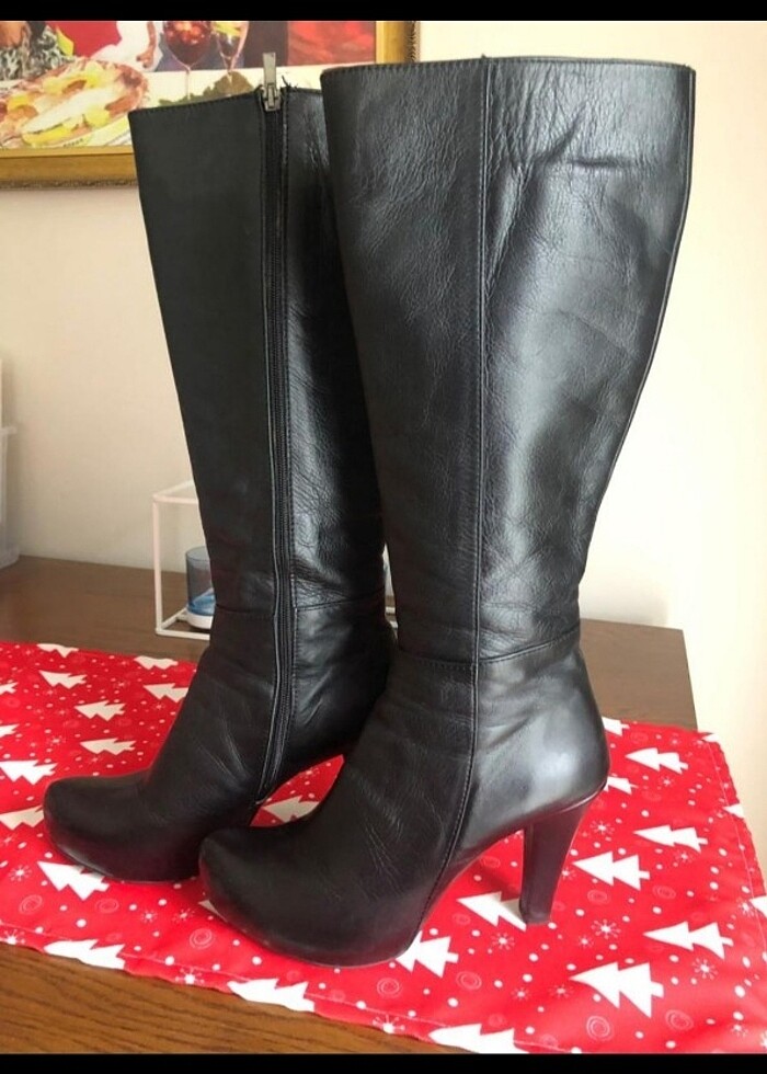 Gerçek deri siyah çizme - Görsel 4