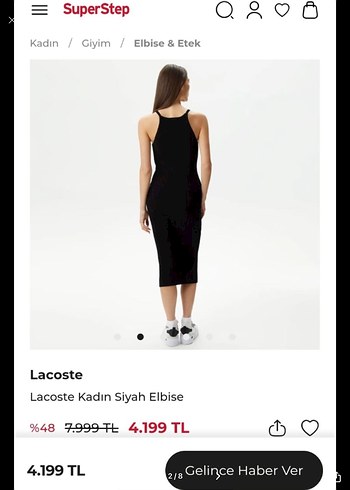 Lacoste Lacoste Kadın Siyah Midi Kalem Elbise