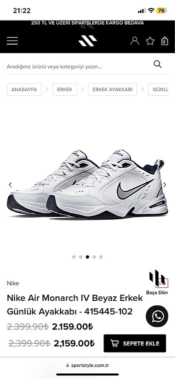 Nike Air Monarch IV Beyaz Erkek Günlük Ayakkabı