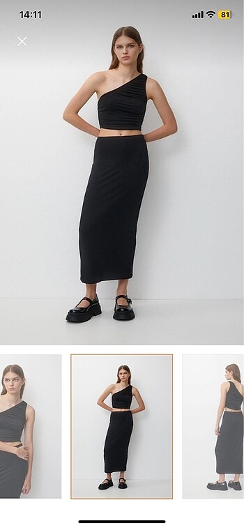 Pull and Bear Asimetrik drapeli top