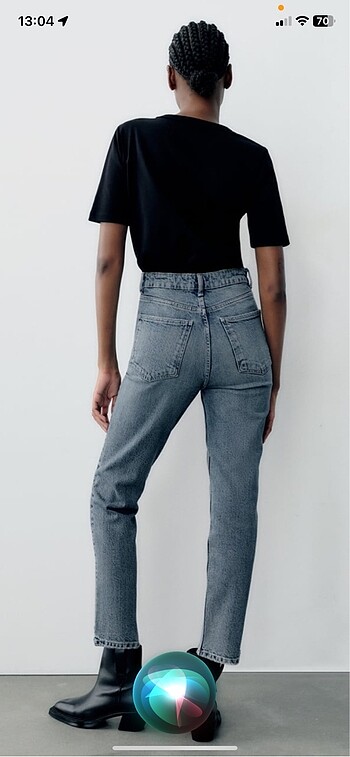 34 Beden mavi Renk Zara yüksek bel mom fit jean