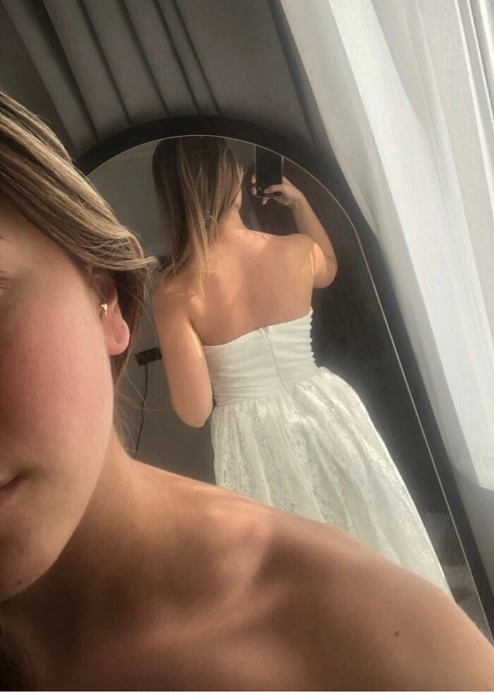 Beyaz abiye elbise - Görsel 4