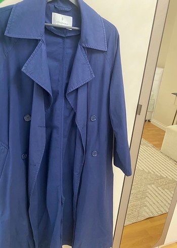 Mavi Düğmeli Kadın Trençkot stradivarıus - Görsel 7