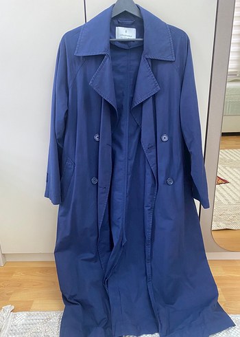 Mavi Düğmeli Kadın Trençkot stradivarıus - Görsel 4