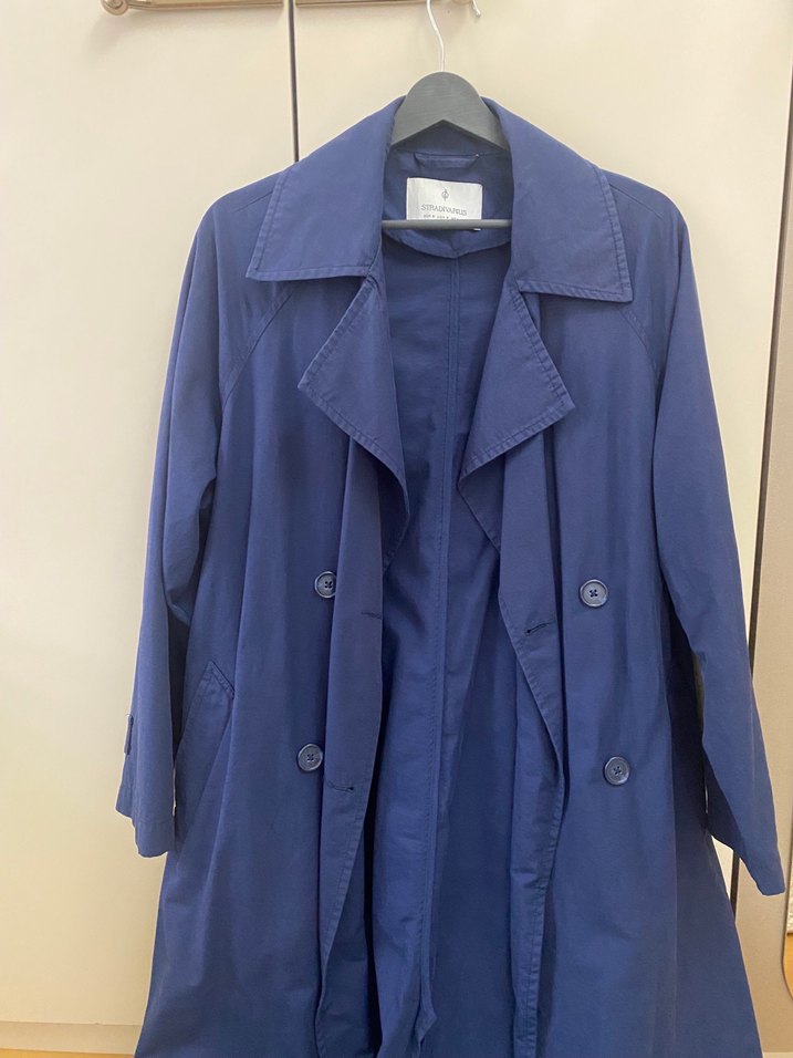 Mavi Düğmeli Kadın Trençkot stradivarıus - Görsel 2