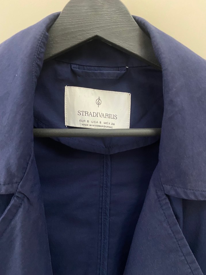 Mavi Düğmeli Kadın Trençkot stradivarıus - Görsel 3