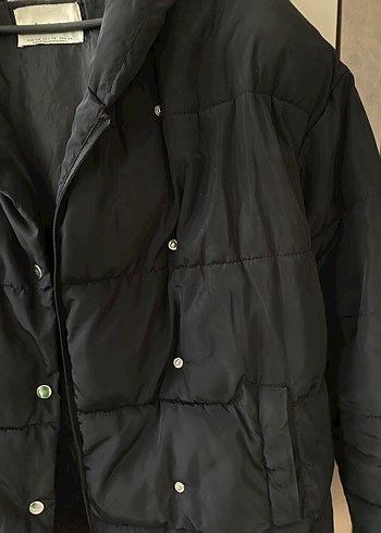 Düğmeli Mavi Kadın Kışlık Mont şişme mont - Görsel 9