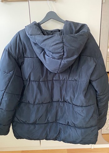 Düğmeli Mavi Kadın Kışlık Mont şişme mont - Görsel 8