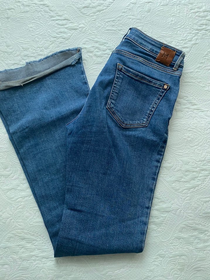 Denim Pantolon jena mango ispanyol paça - Görsel 4