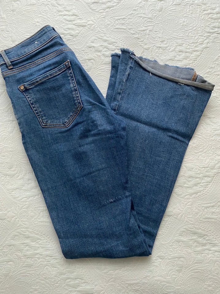 Denim Pantolon jena mango ispanyol paça - Görsel 5