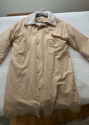 Keten trençkot kabanımsı bej rengi hooops marka tarz - Görsel 4