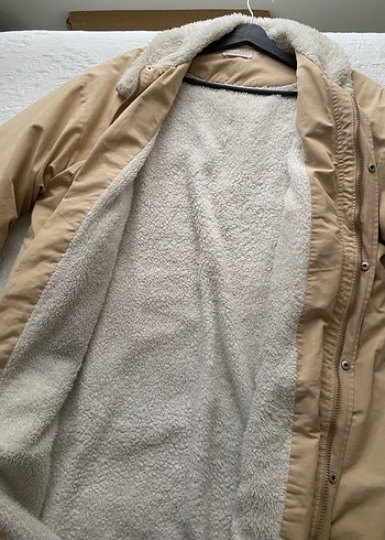 Keten trençkot kabanımsı bej rengi hooops marka tarz - Görsel 2