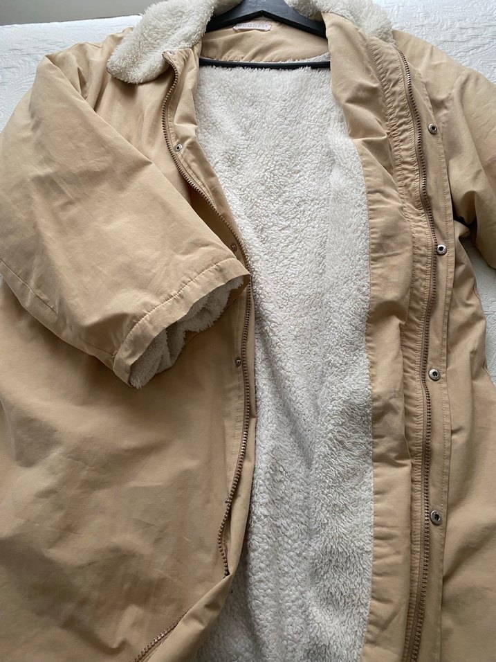 Keten trençkot kabanımsı bej rengi hooops marka tarz - Görsel 5