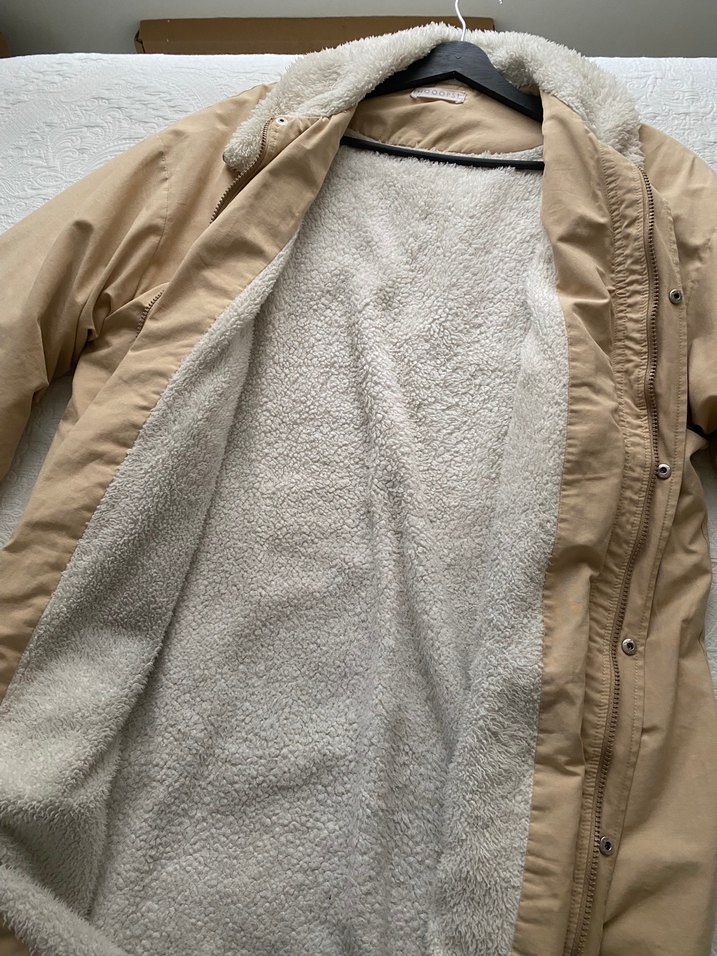 Keten trençkot kabanımsı bej rengi hooops marka tarz - Görsel 2