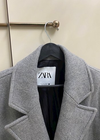 Gri Zara Yün Karışımlı Kaban - Görsel 2