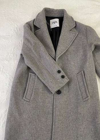 Gri Zara Yün Karışımlı Kaban - Görsel 7