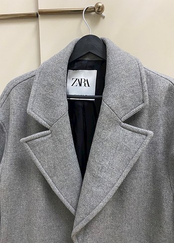 Gri Zara Yün Karışımlı Kaban - Görsel 4