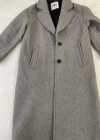 Gri Zara Yün Karışımlı Kaban - Görsel 6