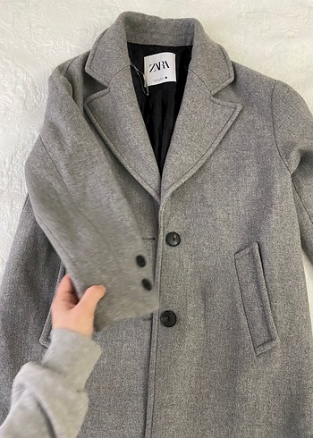 Gri Zara Yün Karışımlı Kaban - Görsel 9
