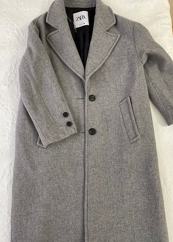 Gri Zara Yün Karışımlı Kaban - Görsel 10