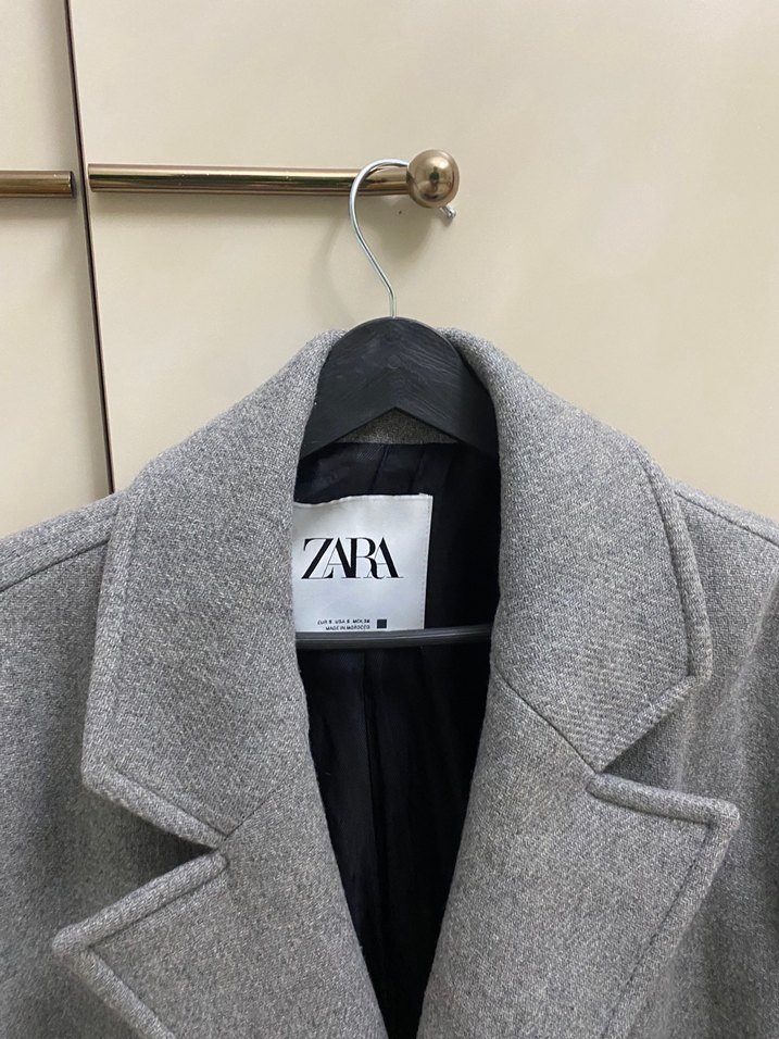 Gri Zara Yün Karışımlı Kaban - Görsel 2
