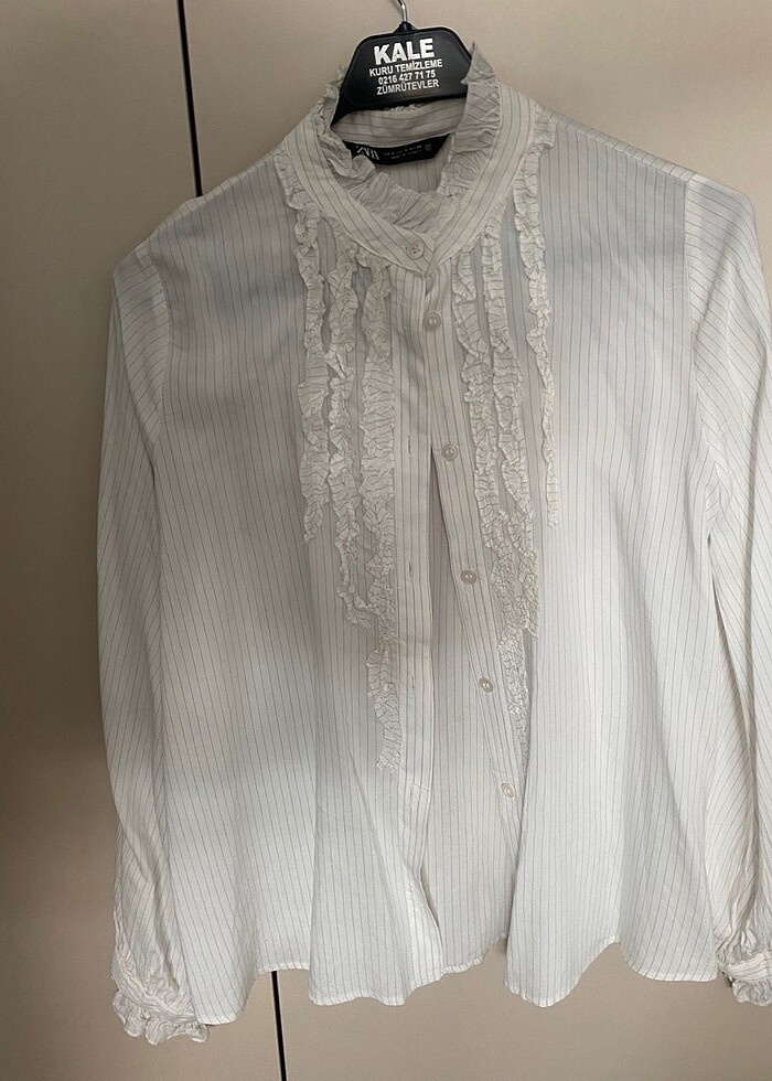 Zara saten beyaz gömlek - Görsel 3