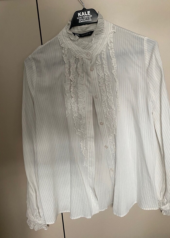 Zara saten beyaz gömlek - Görsel 5