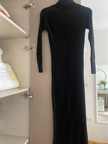 Siyah bogazlı triko elbise - Görsel 5