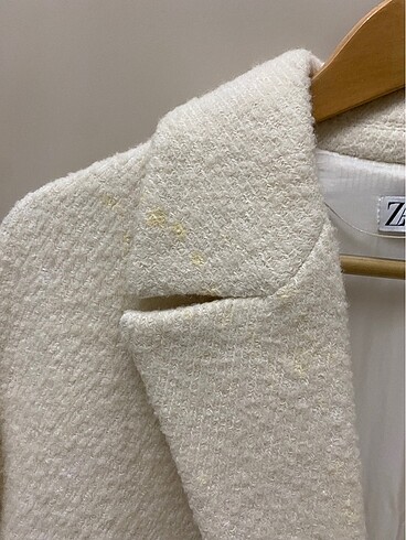 Zara beyaz kaşe kaban - Görsel 8