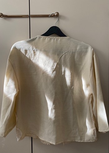 Dantel Detaylı Beyaz Bohem Örgü Bluz - Görsel 4