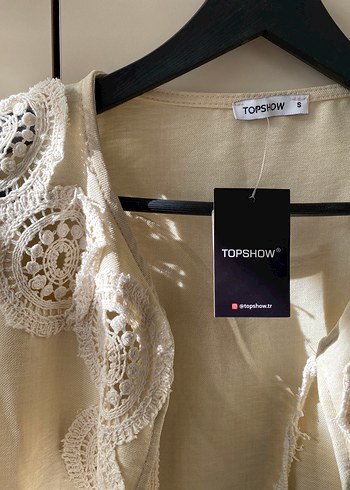 Dantel Detaylı Beyaz Bohem Örgü Bluz - Görsel 6