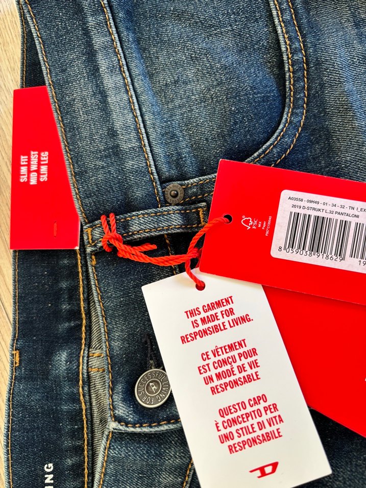 Diesele Erkek Gri Mavi Regular Fit Kot Pantolon - Görsel 3