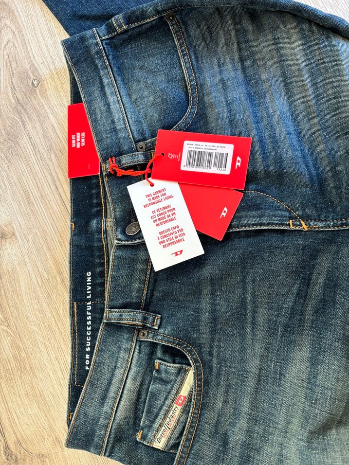 Diesele Erkek Gri Mavi Regular Fit Kot Pantolon - Görsel 4