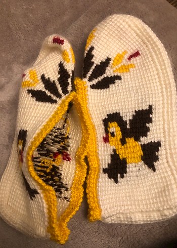 Kuş Desenli Örgü Kadın patik - Görsel 3