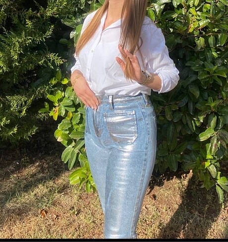 Bershka Parlak kot pantolon