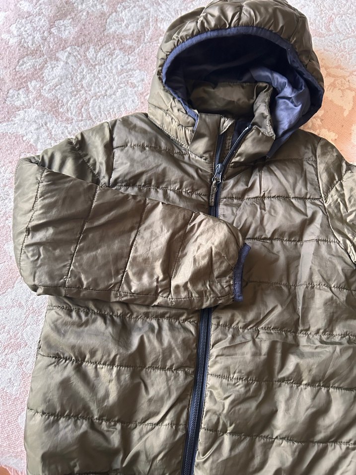 Kapüşonlu Erkek Çocuk haki Mont - Görsel 5